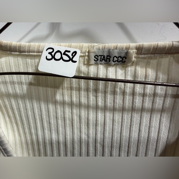 #3052-Cream Ribbed Wrap Top - Picture 3 of 4